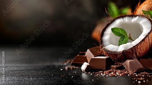 Dark Chocolate and Coconut Delight: A Tropical Treat photo
