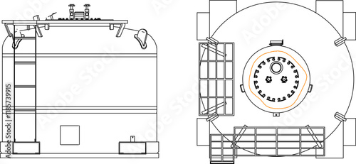 vector illustration of fuel tank design with lid for water tank.eps