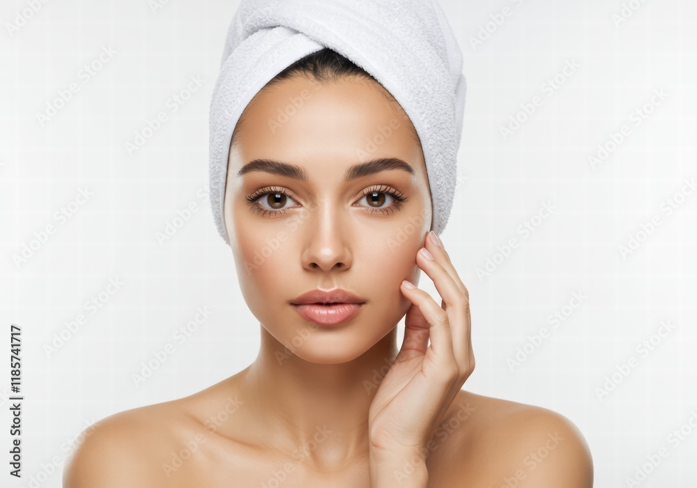 Woman Thinking About Clean Skincare in Studio, Healthy Hands and Smooth Skin Woman Thinking About Clean Skincare in Studio, Healthy Hands and Smooth Skin
