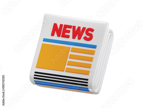 Newspaper icon 3d render concept of press publication paper icon vector illustration