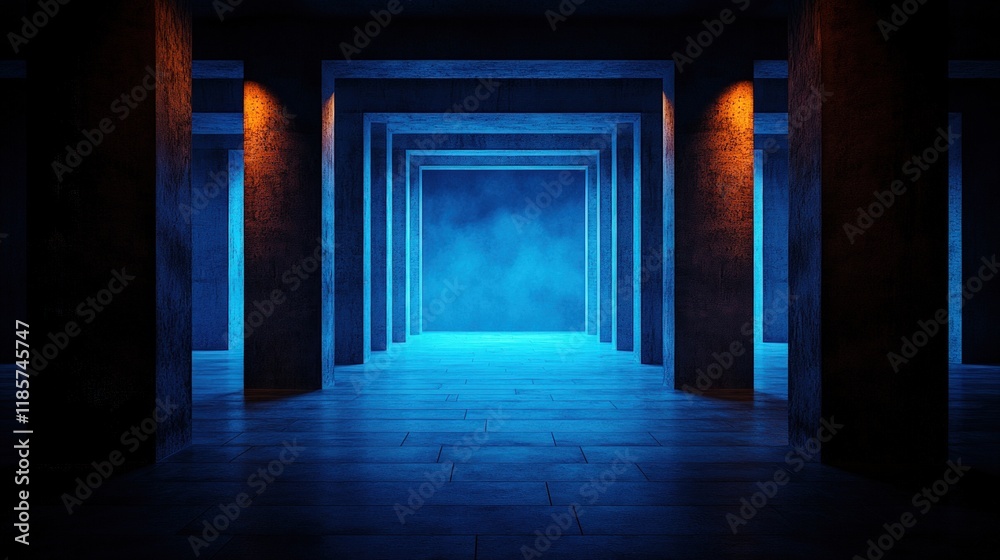 Neon Blue and Orange Corridor: A Futuristic Architectural Masterpiece Neon Blue and Orange Corridor: A Futuristic Architectural Masterpiece