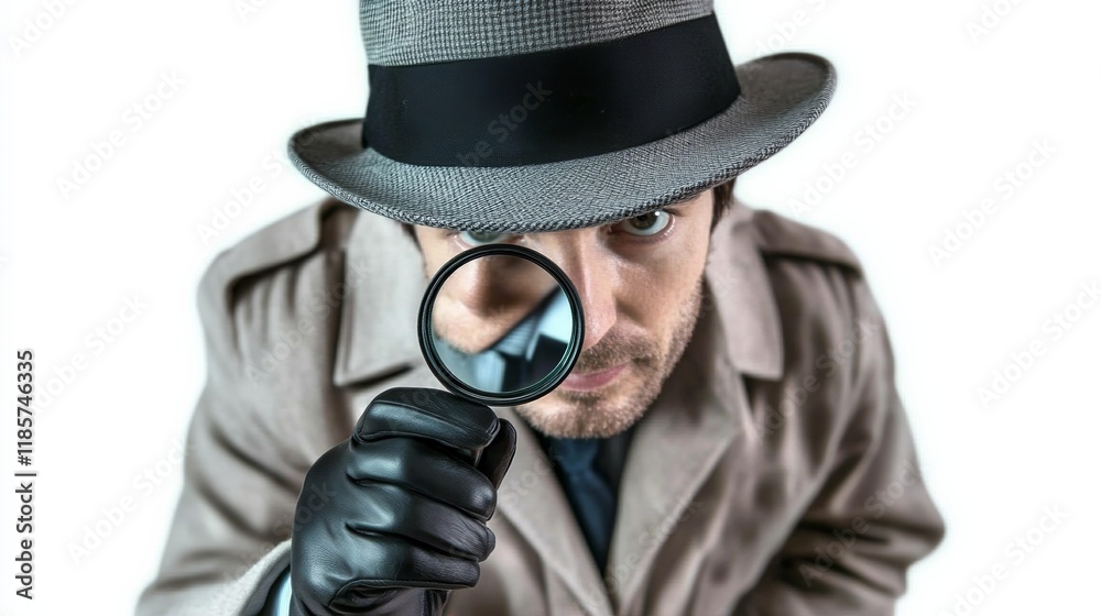 detective with magnifying glass detective with magnifying glass