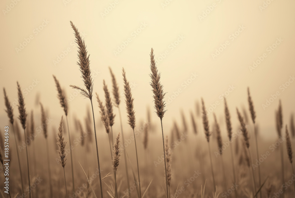 Obraz premium A field of tall grass in sepia tones.