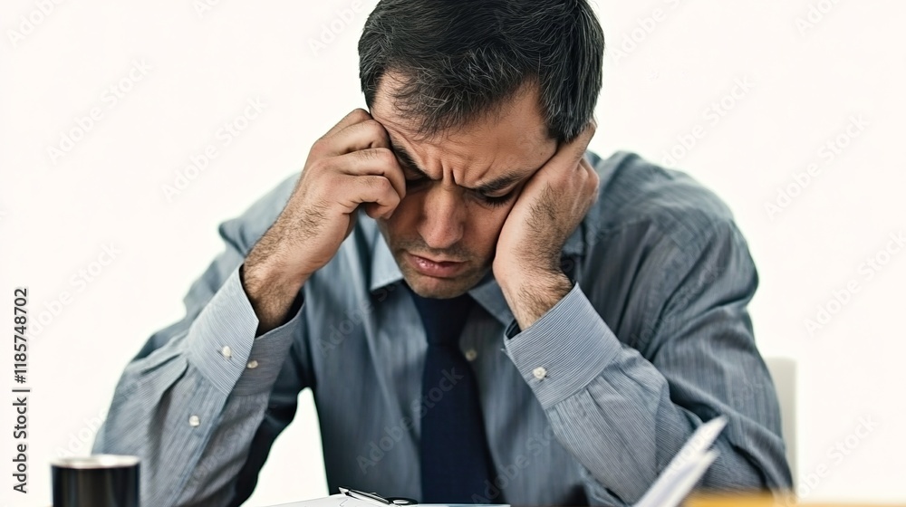 Man Worrying About Paying Bills and Bankruptcy Man Worrying About Paying Bills and Bankruptcy