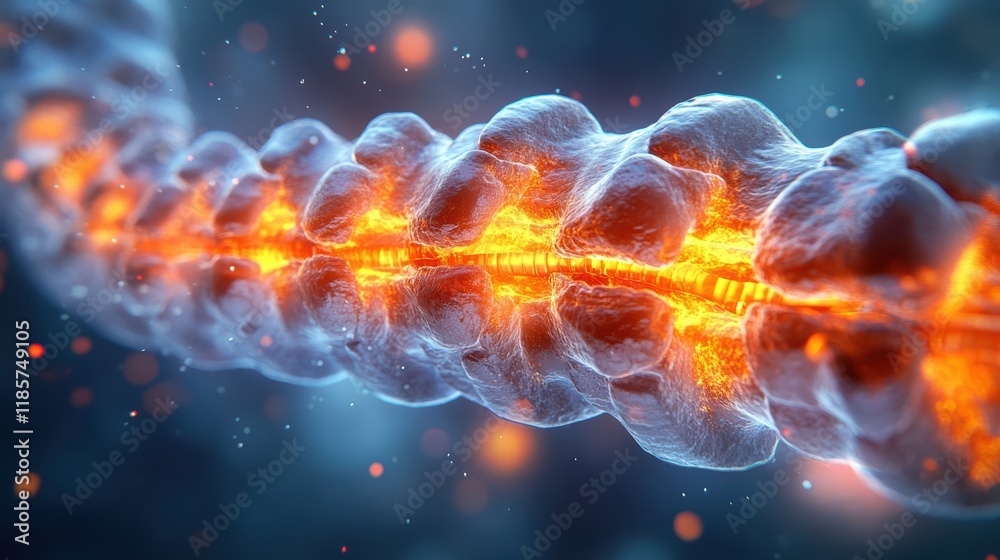 Fototapeta premium Detailed Illustration of Spinal Column with Highlights