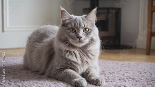 Wallpaper Mural Lilac british longhair cat in the living room Torontodigital.ca