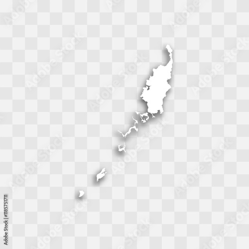 Palau high detailed vector representation of country silhouette. White color on transparent background with dropped shadow. For educational, decorative, or informational use.