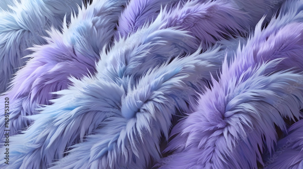 Fototapeta premium Soft Blue and Lilac Sheepskin Fur Texture – Pastel Fluffy Background.