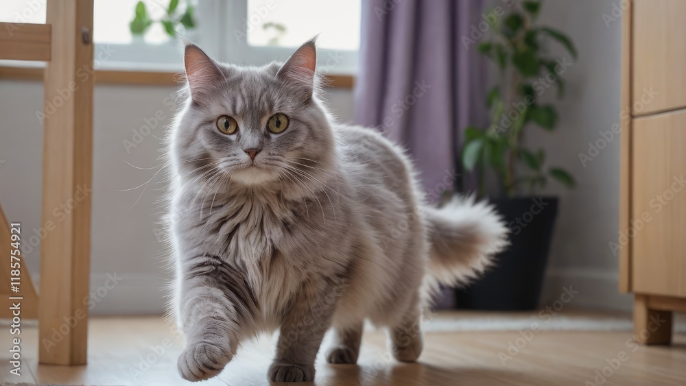 Lilac british longhair cat in the living room Lilac british longhair cat in the living room