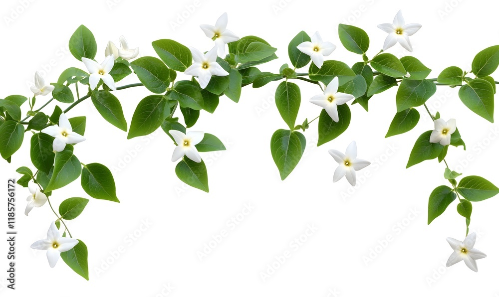 White flowers and green leaves vine isolated on white background. (1) White flowers and green leaves vine isolated on white background. (1)