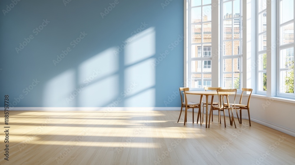 Fototapeta premium 3D Rendering of a Modern Apartment Interior Showcasing an Empty Space Ready for Personalization and Design.