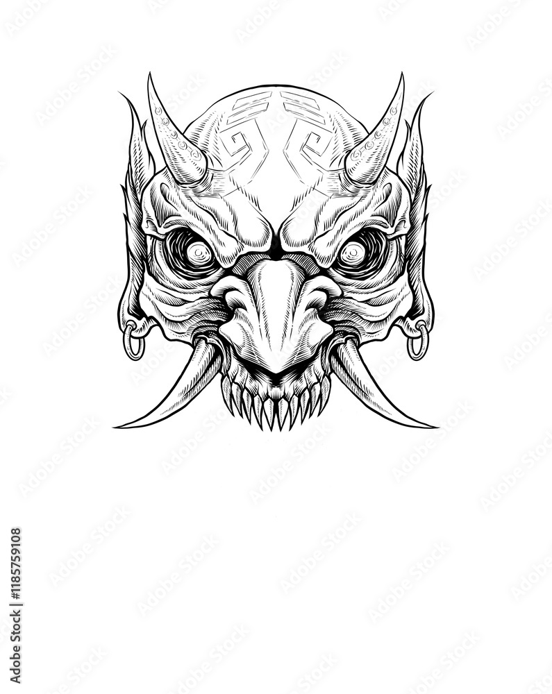 Fototapeta premium Monster Skull Artwork Tattoo