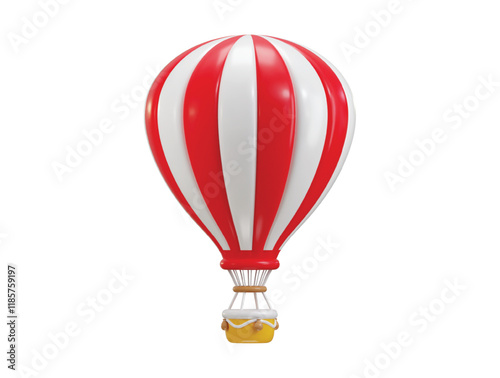 Hot air balloon icon 3d render concept of Summer Vacation, Travelling, Tourism and Journey adventure icon vector illustration