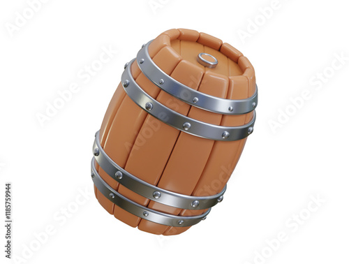 Wooden barrel icon 3d render concept of oil, fuel and black liquid icon frame by frame vector illustration