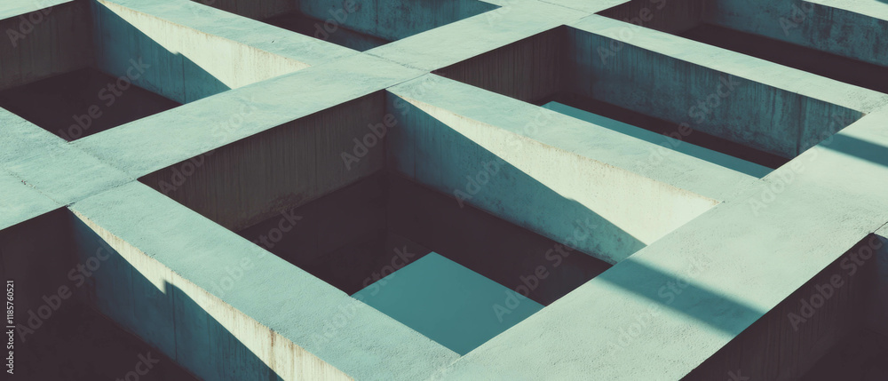 Fototapeta premium Interlocking squares create a modern geometric pattern for minimalist wallpaper design