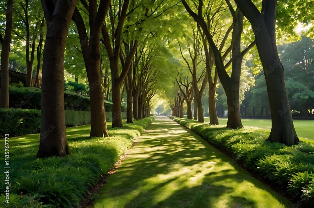 Obraz premium A beautiful serene green forest color images background
