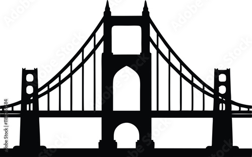 Golden gate bridge silhouette vector, Bridge silhouette vector illustration on white background