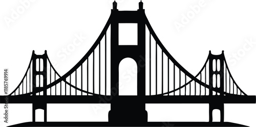 Golden gate bridge silhouette vector, Bridge silhouette vector illustration on white background