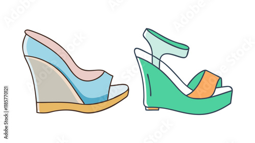 wedges vector icon, footwear vector illustration - simple illustration of wedges perfect for logos, and footwear-themed designs.