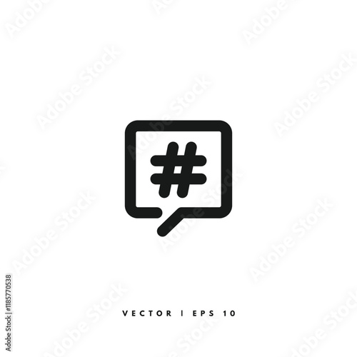 Hashtag Speech Bubble Icon. Editable Stroke