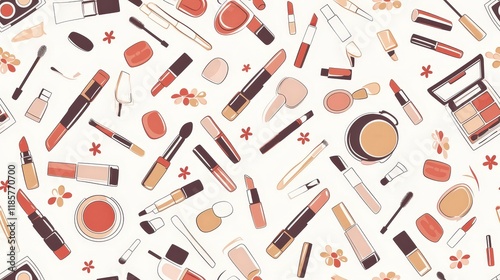 Colorful Flat Lay of Cosmetics and Beauty Products on Background