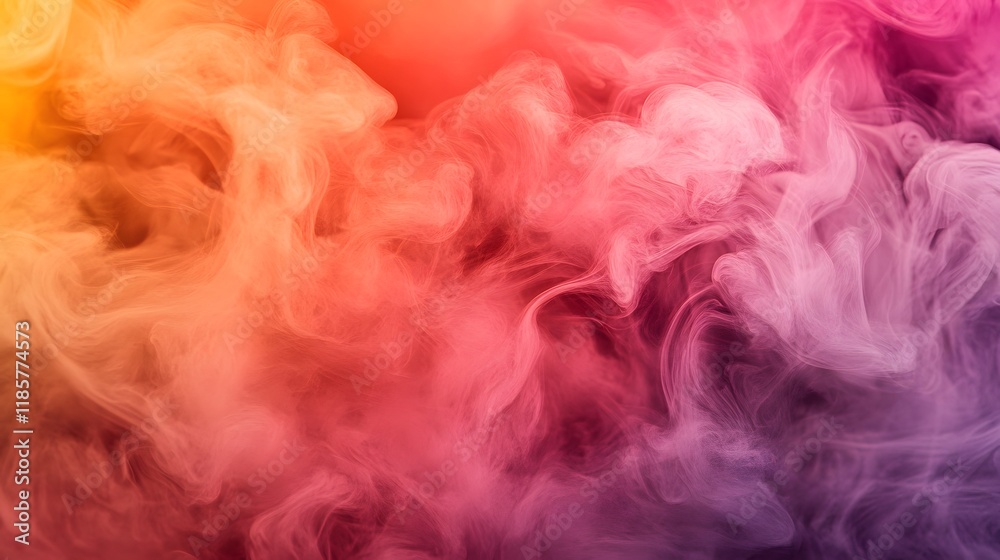 Fototapeta premium Abstract Colorful Smoke Swirling Vapor Red Orange Pink Purple Hues