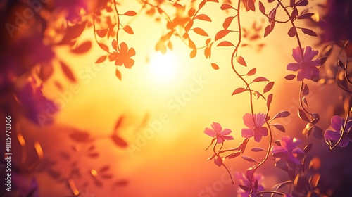 Wallpaper Mural Vibrant flowers bathed in the warm glow of a sunset. Peaceful serene. Torontodigital.ca