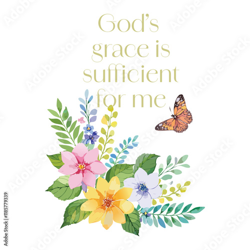 Christian Affirmation with floral art for print
