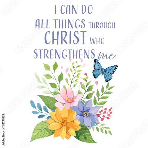 Christian Affirmation with floral art for print