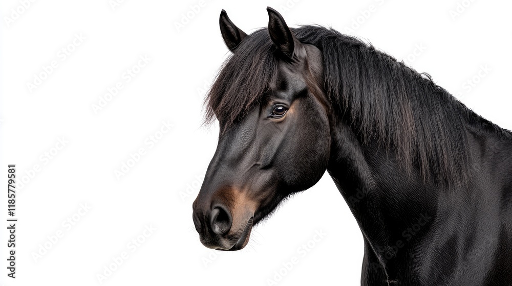 Obraz premium Majestic black horse portrait studio setting animal photography minimalist background close-up equine beauty