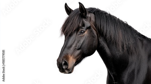 Majestic black horse portrait studio setting animal photography minimalist background close-up equine beauty