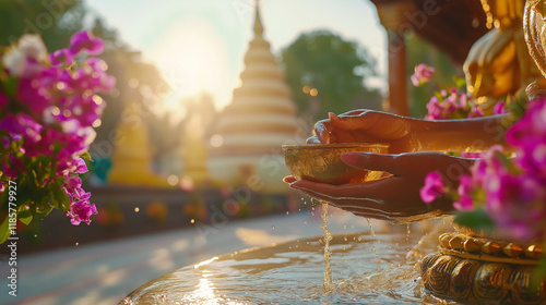 Songkran in temple