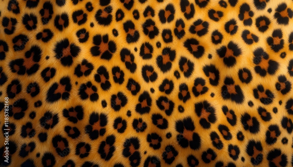 Close-up of a leopard skin texture, displaying a seamless pattern with unique fur and spot characteristics Close-up of a leopard skin texture, displaying a seamless pattern with unique fur and spot characteristics