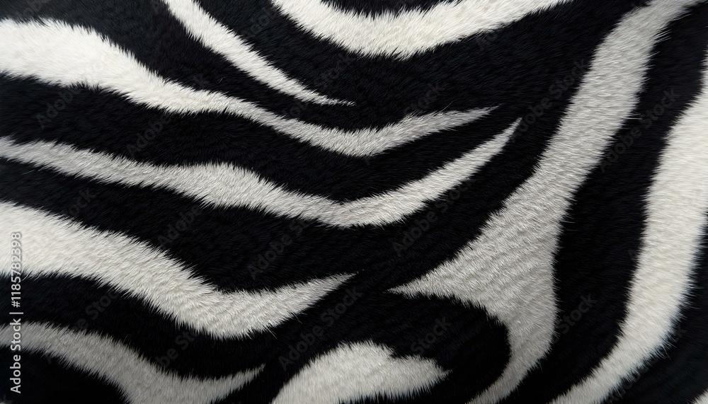 A close-up view of zebra print fabric, emphasizing a seamless pattern of black and white fur textures A close-up view of zebra print fabric, emphasizing a seamless pattern of black and white fur textures