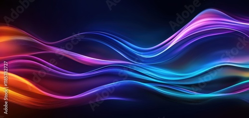 Glossy flowing material with a rainbow of pastel colors iridescent surface creating a dynamic and futuristic abstract design full of movement