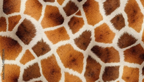 Detailed view of a giraffe's skin, highlighting the intricate fur pattern and natural colors