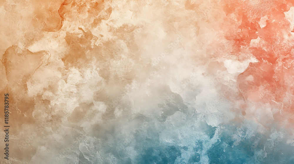 Fototapeta premium Abstract art with blue, orange and white color blend.