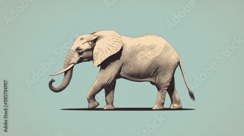 Side profile illustration of an African elephant walking. photo