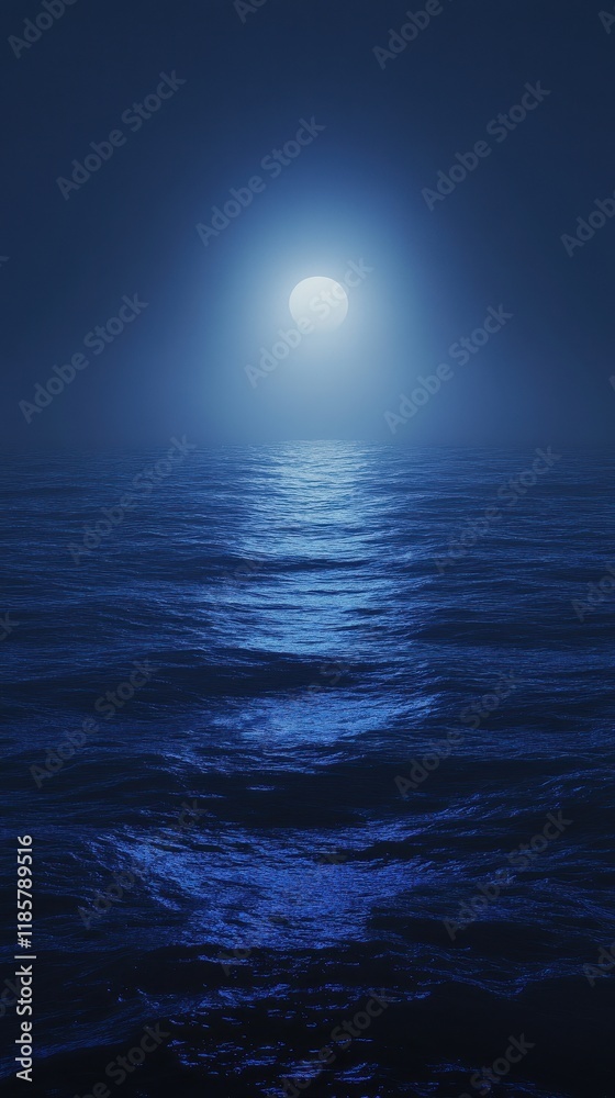 Serene Moonlight Illuminates Tranquil Ocean Waters Serene Moonlight Illuminates Tranquil Ocean Waters
