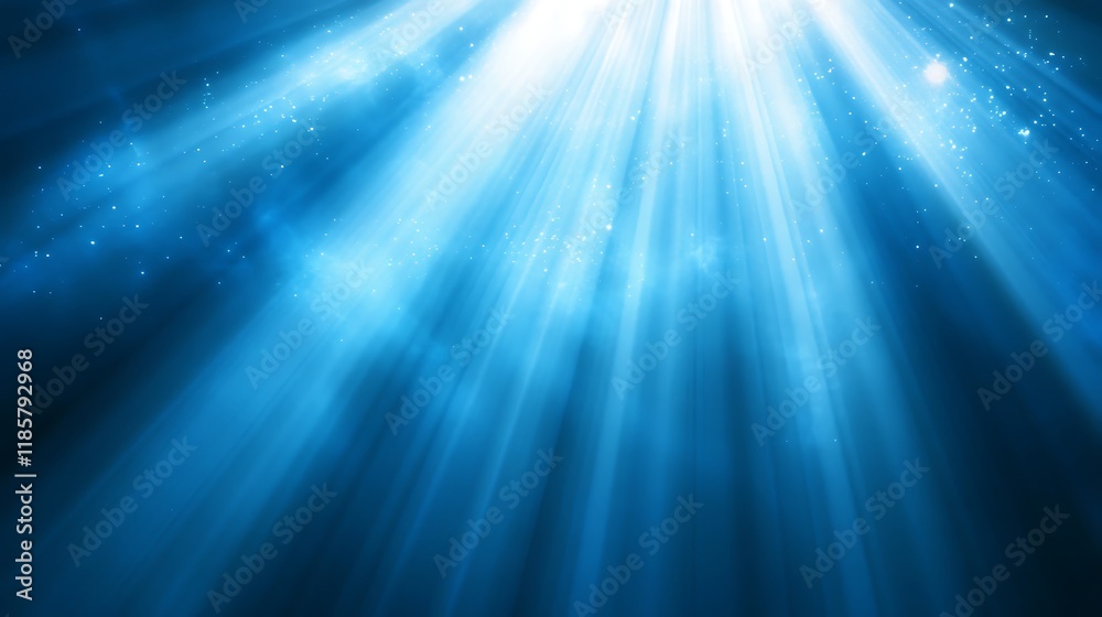 Obraz premium Blue light rays, cosmic dust, dark background, design element