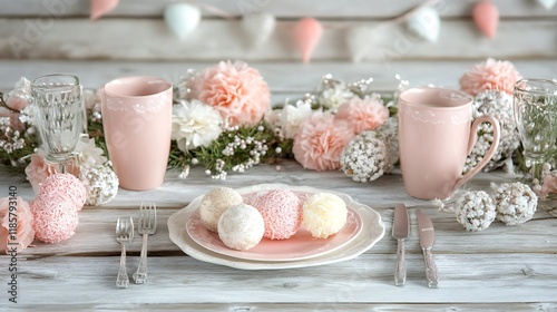 Wallpaper Mural Romantic Pastel Table Setting With Delicate Decorations Torontodigital.ca