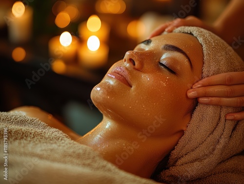 Relaxing Spa Scene with Serene Person Receiving Treatment