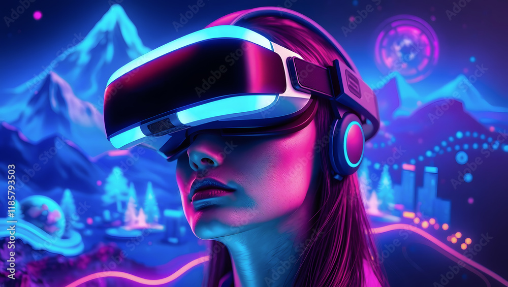 Futuristic Headset in Virtual Reality. Tech Innovation Meets Imagination Futuristic Headset in Virtual Reality. Tech Innovation Meets Imagination