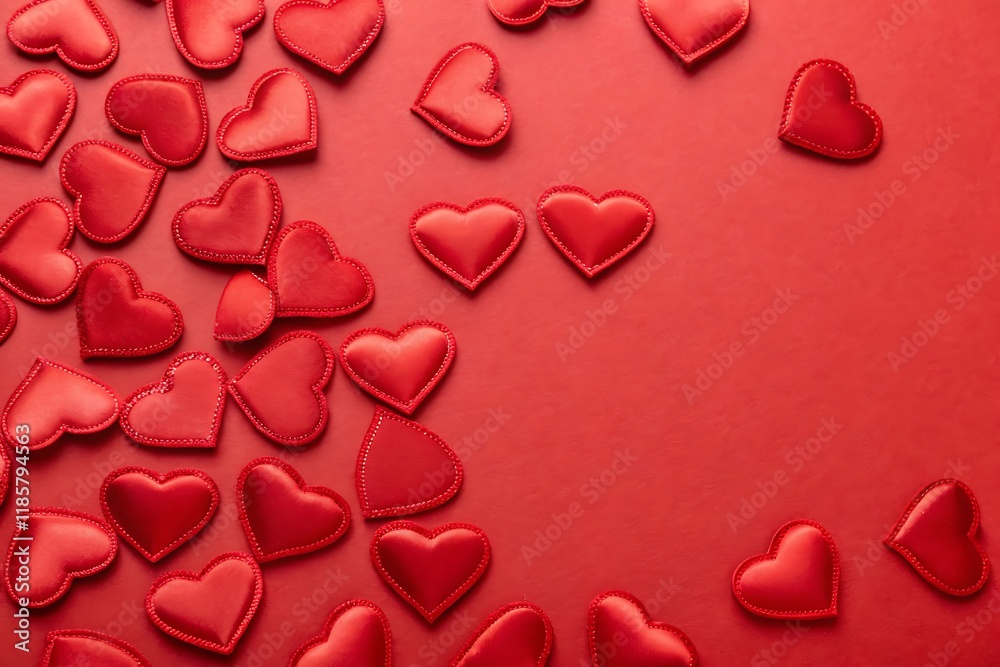 A romantic and intimate red hearts arrangement on a deep red background, ideal for wedding and Valentine’s Day themes. A romantic and intimate red hearts arrangement on a deep red background, ideal for wedding and Valentine’s Day themes.