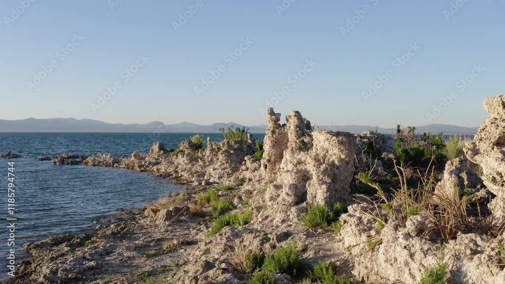 Zoom in of tufa pinnacle on shoreline of Mono Lake, California Zoom in of tufa pinnacle on shoreline of Mono Lake, California