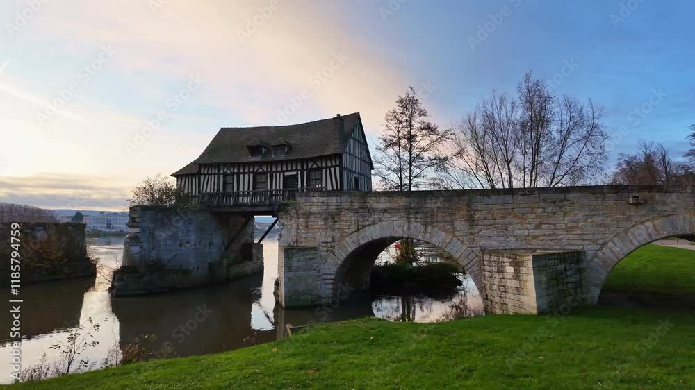 Old mill on Seine River, Vernon, Normandy in France Old mill on Seine River, Vernon, Normandy in France