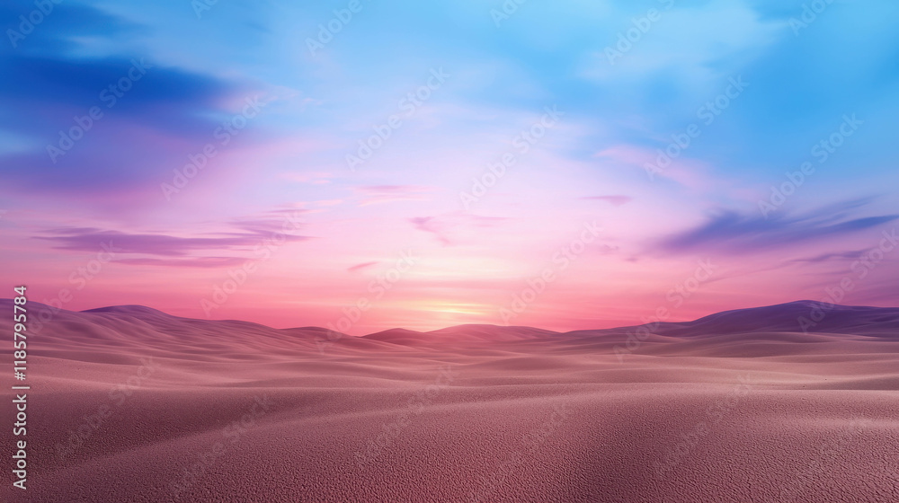 Obraz premium Mystical Desert Landscape with Rainbow Colors and Serene Lake Scene at Sunset