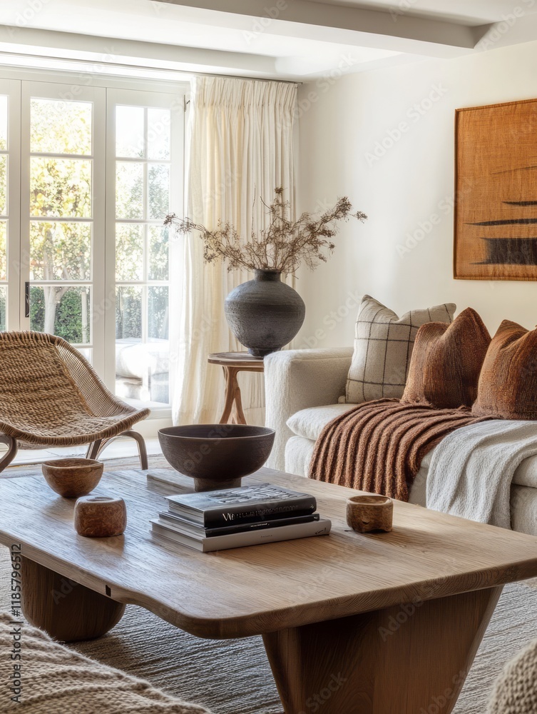 Fototapeta premium Modern Living Room Interior Design With Earthy Tones