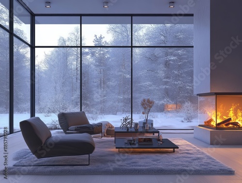 Modern Winter Living Room w...