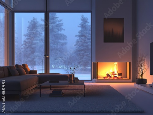 Cozy Winter Living Room Fir...